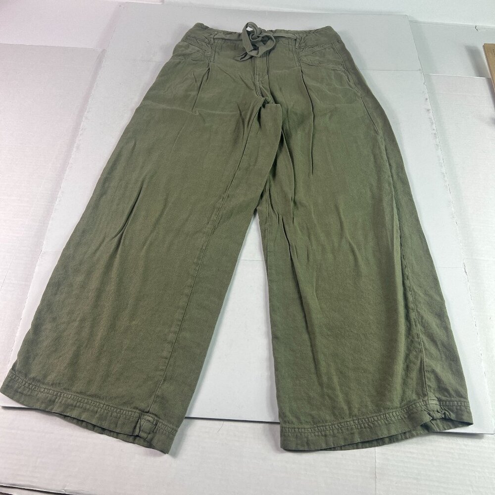 American Eagle Linen Blend Pants Women's 27x26* High Rise Wide Leg Green Tag 2S